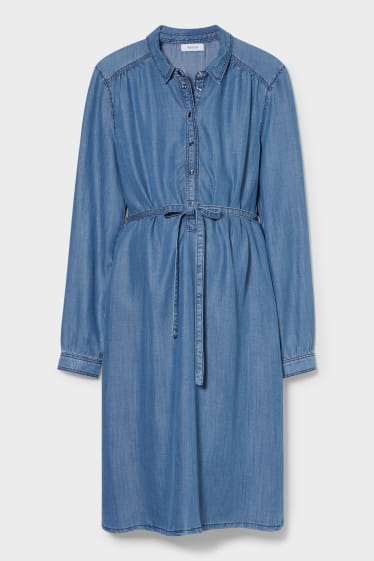 Dámské - Kojící džínové šaty z lyocellu - džíny - modré