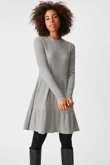 Femmes - Robe Fit & Flare - gris chiné