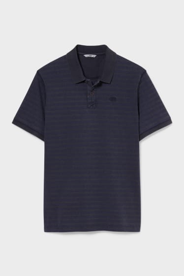 Men - Polo Shirt - Striped - dark blue