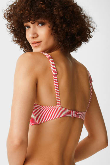 Women - Bikini top - padded - striped - white / red