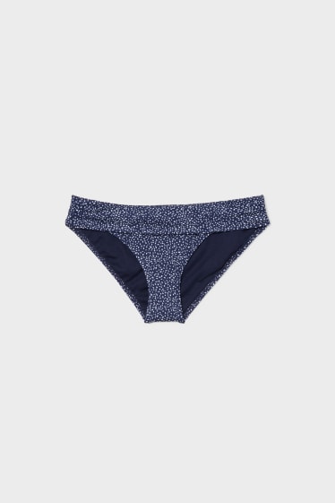 Damen - Bikini-Hose mit Umschlagbund - Mid-Rise - gepunktet - dunkelblau