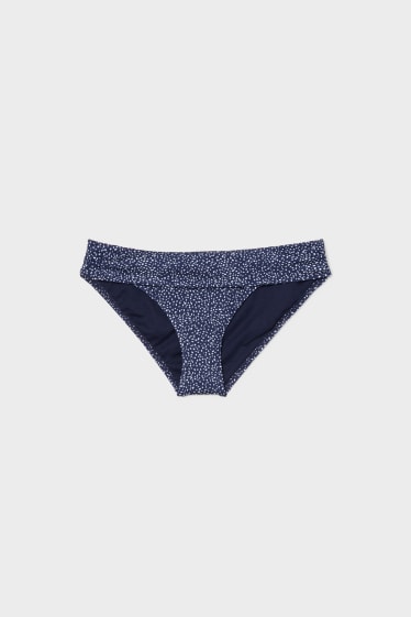 Women - Bikini Bottoms With Turn-Down Waistband - Mid Rise - Polka Dot - dark blue