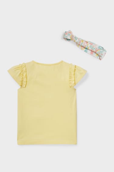 Children - Set - Short Sleeve T-shirt And Hairband - yellow