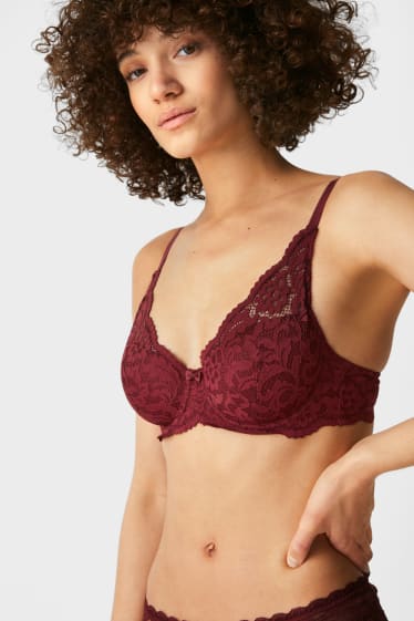 Femmes - Soutien-gorge avec armatures - DEMI - ampliforme - rouge