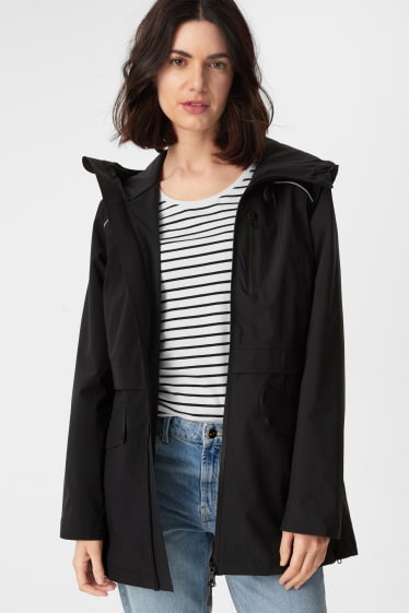 Women - Rain Jacket With Hood - black