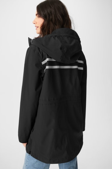 Damen - Regenjacke mit Kapuze - schwarz