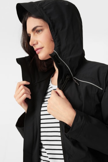 Damen - Regenjacke mit Kapuze - schwarz