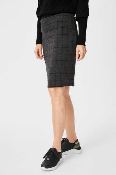 Women - Skirt - check - gray / black