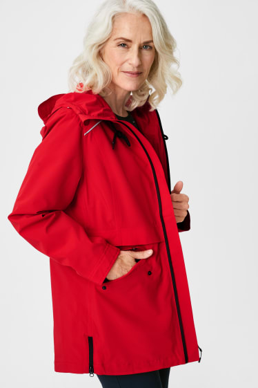 Femmes - Manteau de pluie à capuche - rouge