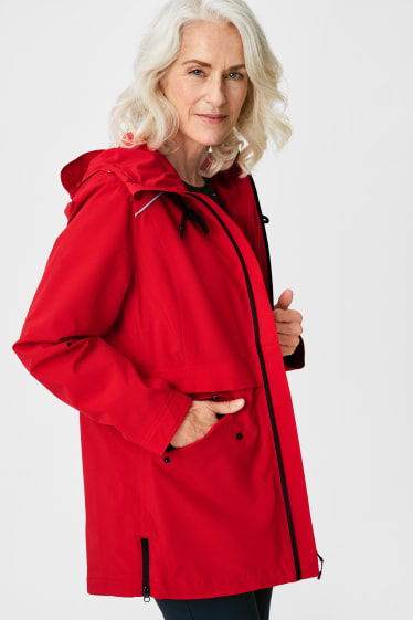 Dames - Regenjack met capuchon - rood