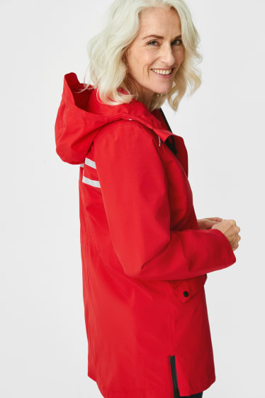 Femmes - Manteau de pluie à capuche - rouge