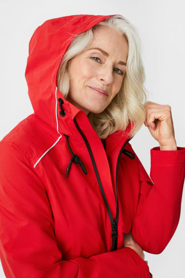 Women - Rain Jacket With Hood - red