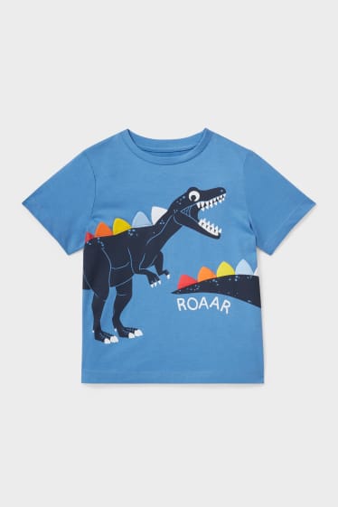 Kinder - Dino - Kurzarmshirt - blau