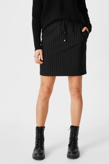 Women - Skirt - striped - black