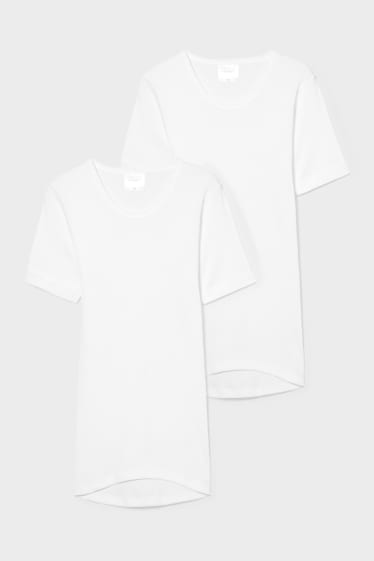 Hommes - Lot de 2 - maillots de corps - doubles côtes - blanc