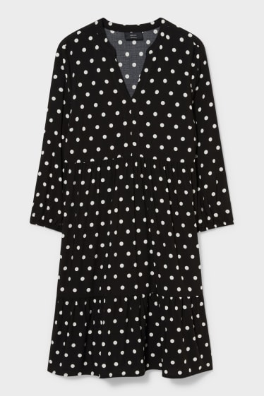 Women - A-line Dress - Polka Dot - black / white