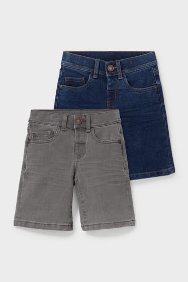 Enfants - Lot de 2 - bermuda en jean - taille extra-fine - jean bleu foncé
