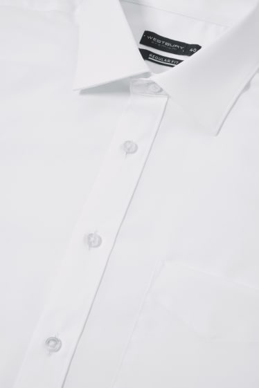 Mężczyźni - Koszula biznesowa - Regular Fit - kołnierzyk kent - biały