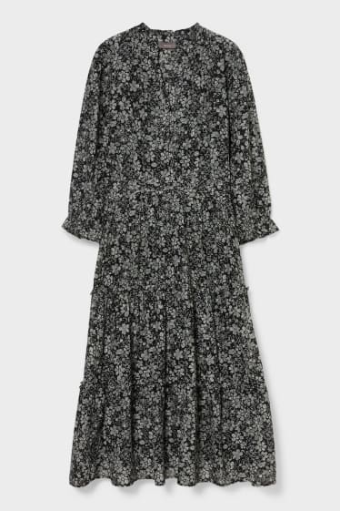 Damen - Fit & Flare Kleid - Bio-Baumwolle - schwarz