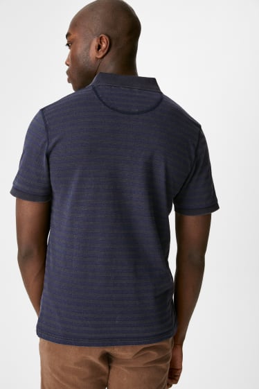 Men - Polo Shirt - Striped - dark blue