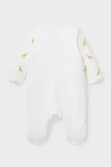 Niemowlęta - Zestaw niemowlęcy ze śpioszkami - 2 części - biały / żółty