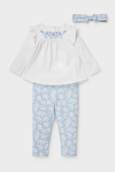 Babys - Baby-Outfit - 3 teilig - weiß / hellblau