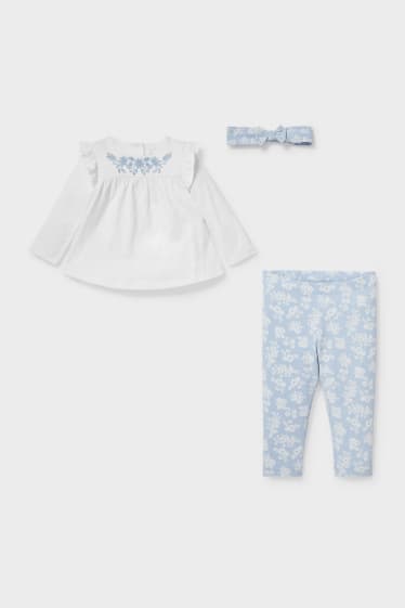 Babys - Baby-Outfit - 3 teilig - weiß / hellblau