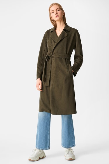 Teens & young adults - CLOCKHOUSE - trenchcoat - faux suede - khaki