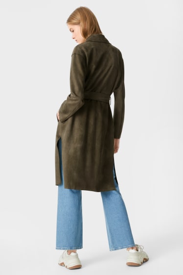 Teens & young adults - CLOCKHOUSE - trenchcoat - faux suede - khaki