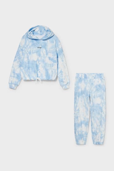 Enfants - Ensemble - sweat à capuche et pantalon de jogging - 2 pièces - bleu / blanc