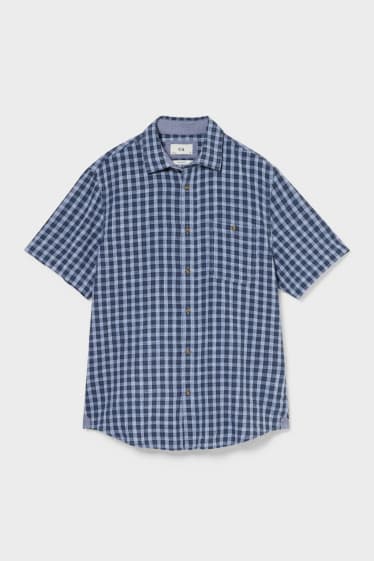 Uomo - Camicia - Regular Fit - colletto all'italiana - quadri - blu / azzurro
