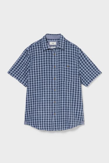 Men - Shirt - Regular Fit - Kent Collar  - Check - blue / light blue