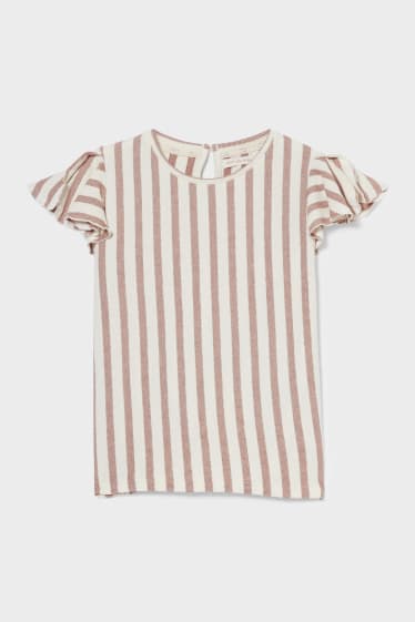 Children - Short Sleeve Top - Striped - brown / cremewhite