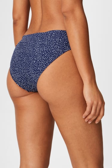 Women - Bikini Bottoms With Turn-Down Waistband - Mid Rise - Polka Dot - dark blue