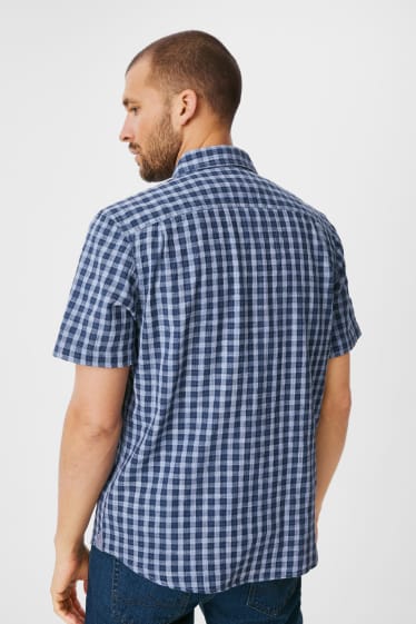 Men - Shirt - Regular Fit - Kent Collar  - Check - blue / light blue