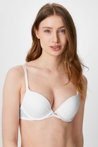 Damen - BH mit Bügel - PLUNGE - Push Up - weiss