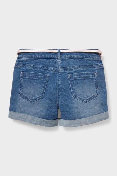 Enfants - Short en jean avec ceinture - jean bleu