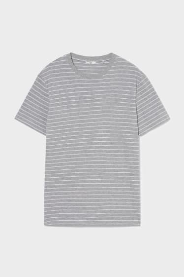 Men - T-shirt - Striped - gray