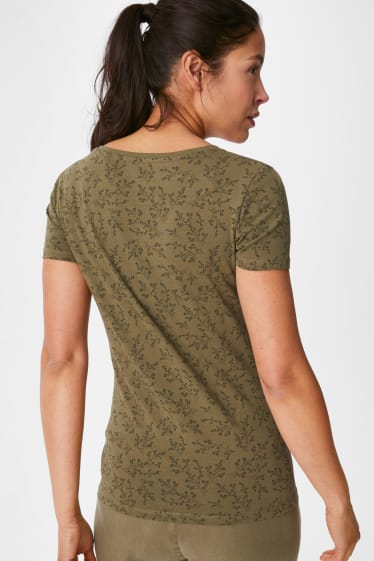 Femmes - T-shirt basique - coton bio - vert foncé