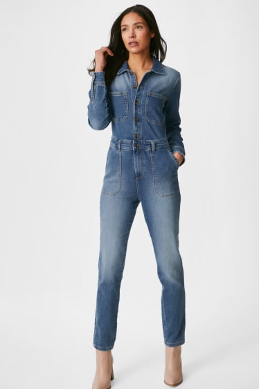 Kobiety - Kombinezon dżinsowy - denim w dresowym stylu - dżins-niebieski