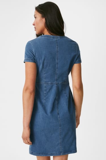 Women - Maternity Denim Dress - denim-blue