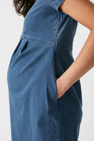 Women - Maternity Denim Dress - denim-blue