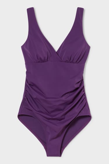 Women - Swimsuit With Gathers - Padded - violet