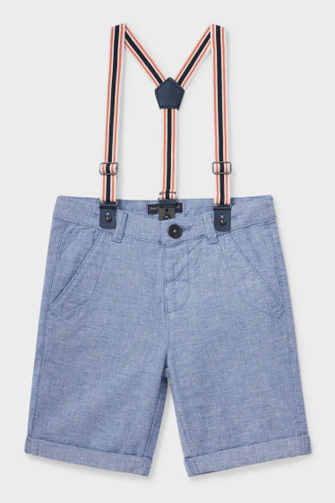 Kinder - Shorts mit Hosenträgern - jeans-hellblau