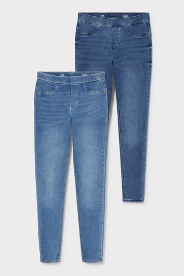 Femmes - Lot de 2 - jegging jean - effet push up - jean bleu