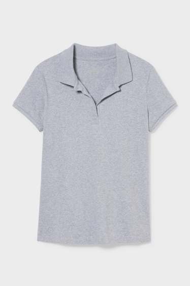 Women - Basic polo shirt - light gray-melange