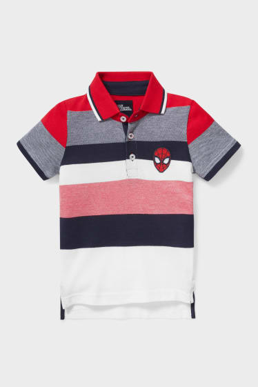 Copii - Omul-Păianjen - tricou polo - cu dungi - roșu