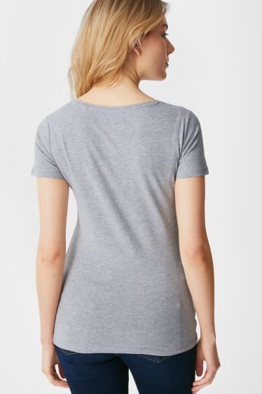 Kobiety - Wielopak, 2 szt. - T-shirt basic - jasnoszary-melanż