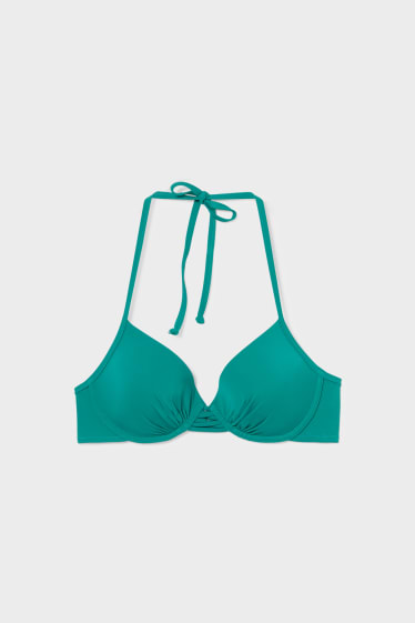 Donna - Top del bikini con ferretti - imbottito - verde
