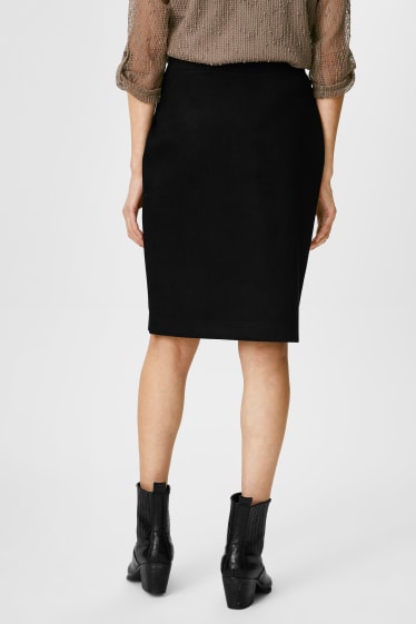 Women - Skirt - Faux Suede - black